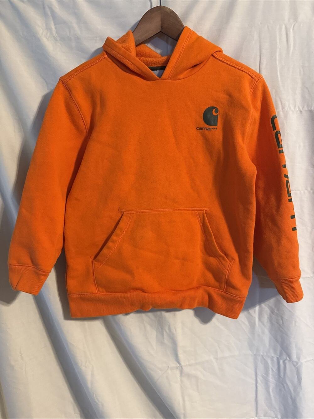 Carhartt Bright Orange Boys Hoodie Size Medium 10-12